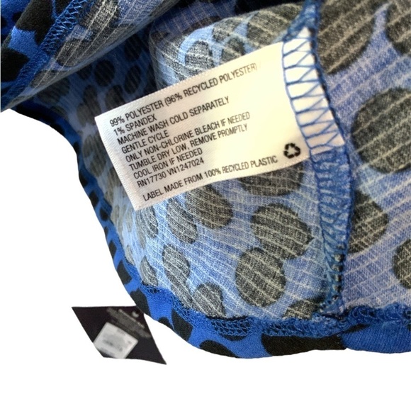 Ava & Viv 🆕 Royal Blue w/ Black Dot Blouse Balloon Sleeve Ruching Knot Front - Picture 9 of 9